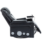 Fauteuil inclinable électrique pivotant à 270° en cuir PU avec son surround intégré, plateau amovible et rangement dissimulé pour les accoudoirs.