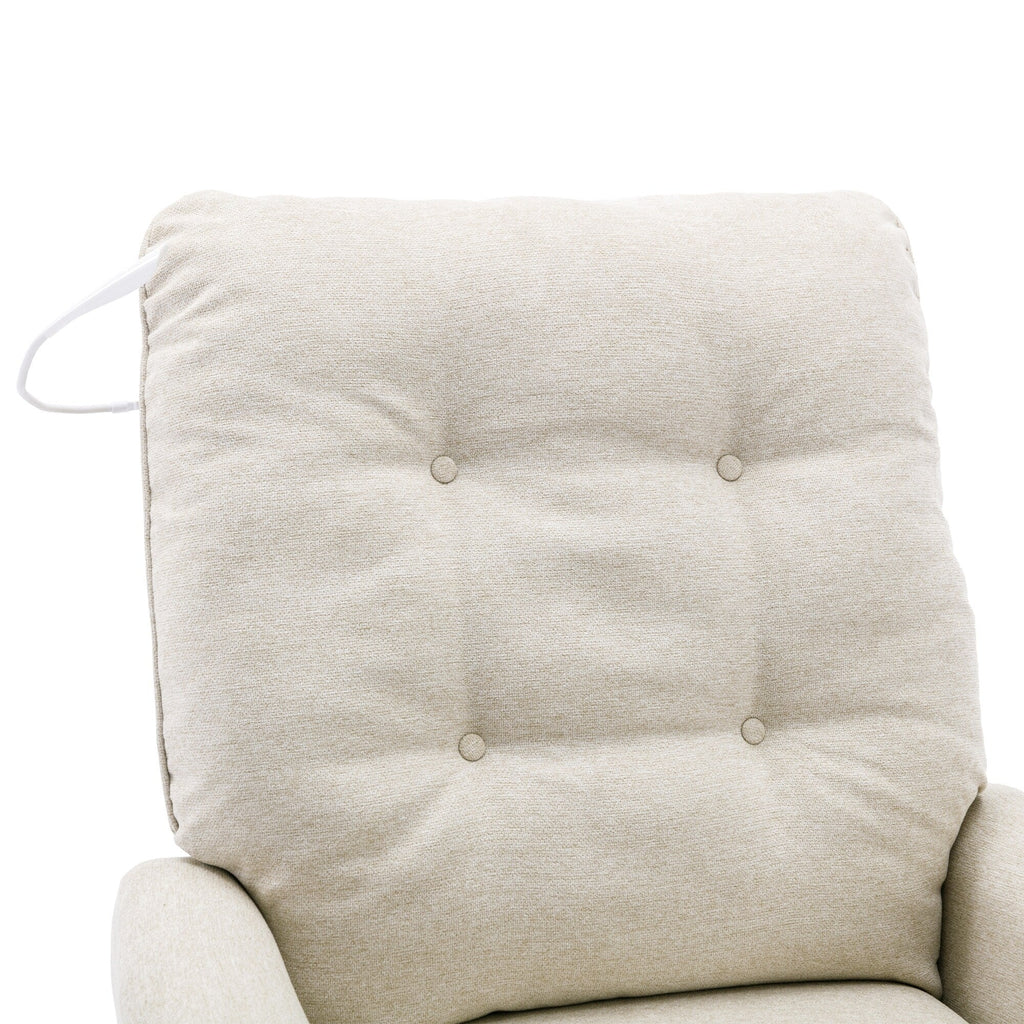 Fauteuil inclinable pivotant à 270° Roomfitters avec port de chargement USB, poche de rangement latérale et lampe tactile, couleur crème