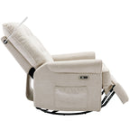 Fauteuil inclinable pivotant à 270° Roomfitters avec port de chargement USB, poche de rangement latérale et lampe tactile, couleur crème