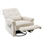 Fauteuil inclinable pivotant à 270° Roomfitters avec port de chargement USB, poche de rangement latérale et lampe tactile, couleur crème