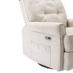 Fauteuil inclinable pivotant à 270° Roomfitters avec port de chargement USB, poche de rangement latérale et lampe tactile, couleur crème