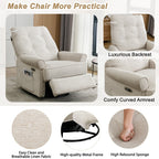 Fauteuil inclinable pivotant à 270° Roomfitters avec port de chargement USB, poche de rangement latérale et lampe tactile, couleur crème