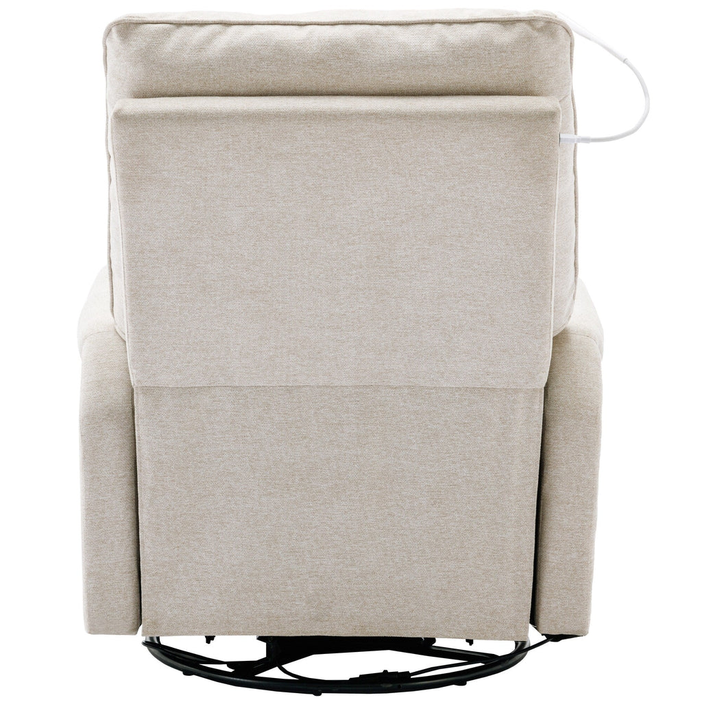 Fauteuil inclinable pivotant à 270° Roomfitters avec port de chargement USB, poche de rangement latérale et lampe tactile, couleur crème