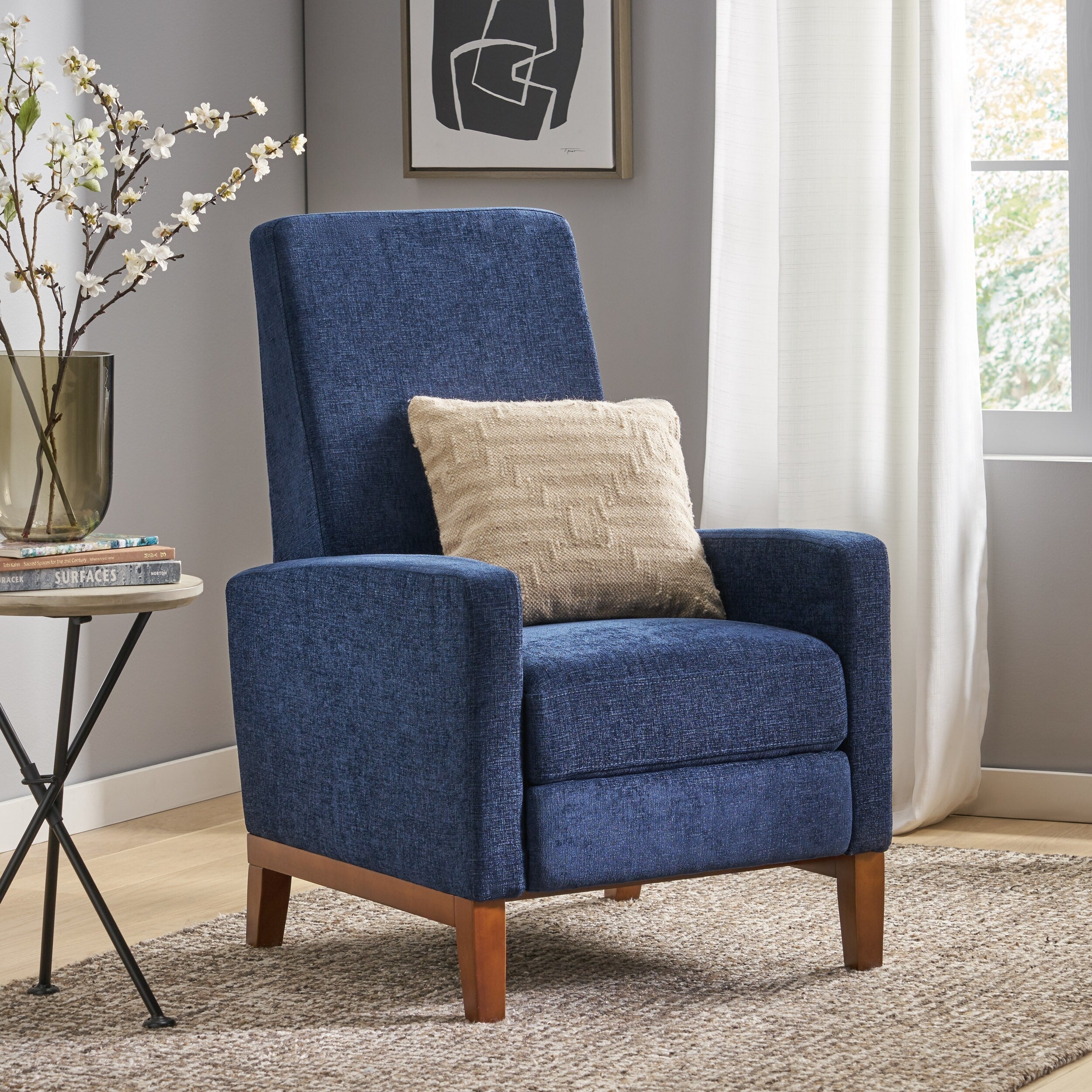 Fauteuil inclinable manuel en bois de 27 pouces de large, fauteuil de salon confortable pour le salon