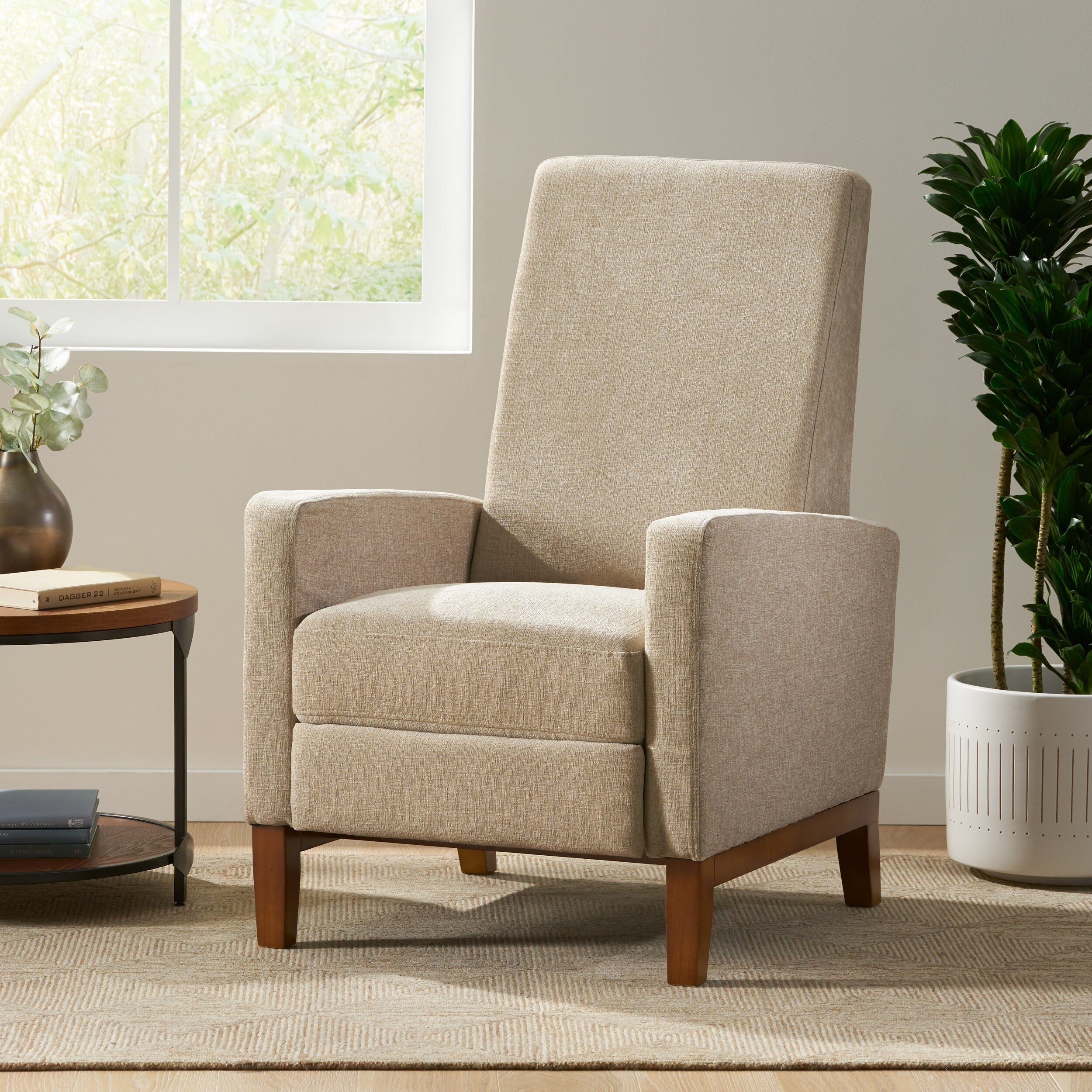 Fauteuil inclinable manuel en bois de 27 pouces de large, fauteuil de salon confortable pour le salon