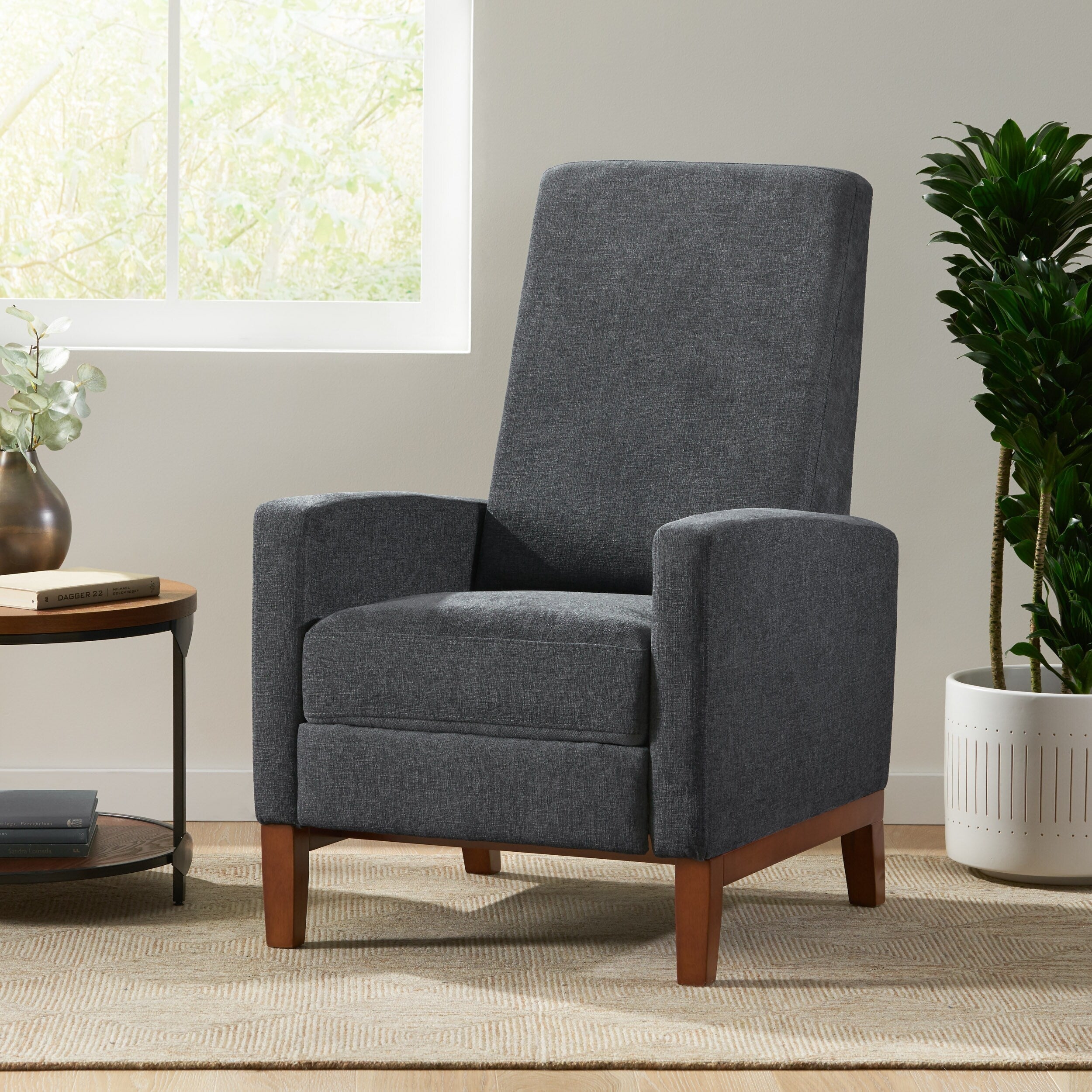 Fauteuil inclinable manuel en bois de 27 pouces de large, fauteuil de salon confortable pour le salon