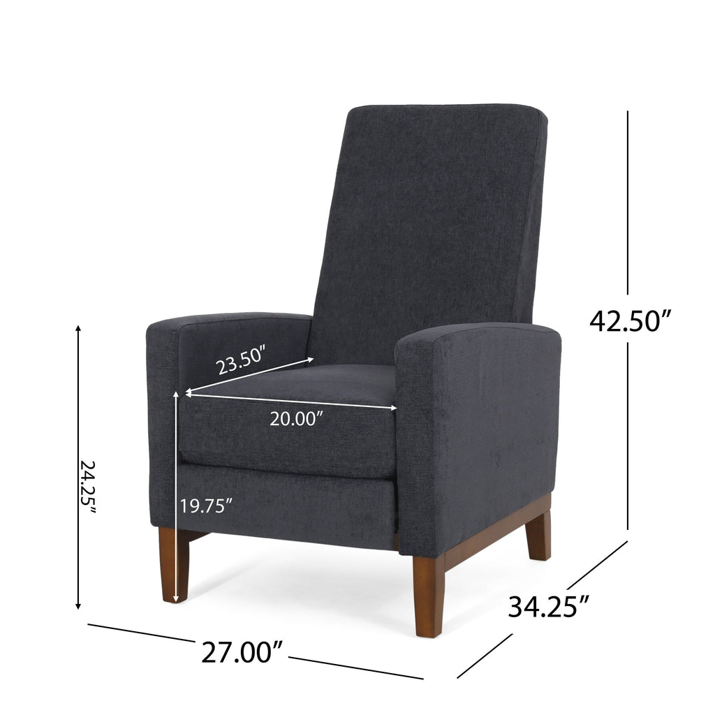 Fauteuil inclinable manuel en bois de 27 pouces de large, fauteuil de salon confortable pour le salon