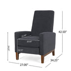 Fauteuil inclinable manuel en bois de 27 pouces de large, fauteuil de salon confortable pour le salon