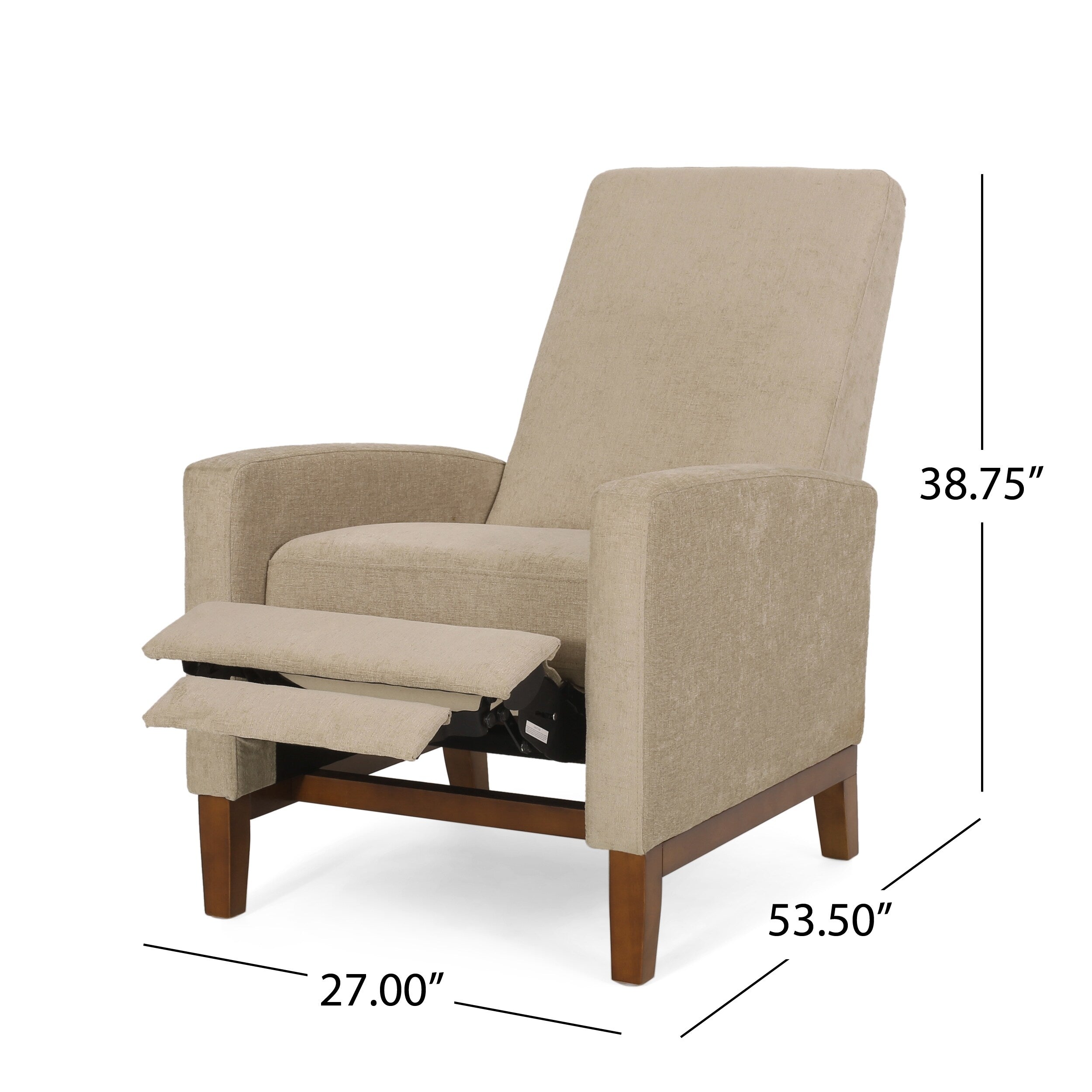 Fauteuil inclinable manuel en bois de 27 pouces de large, fauteuil de salon confortable pour le salon