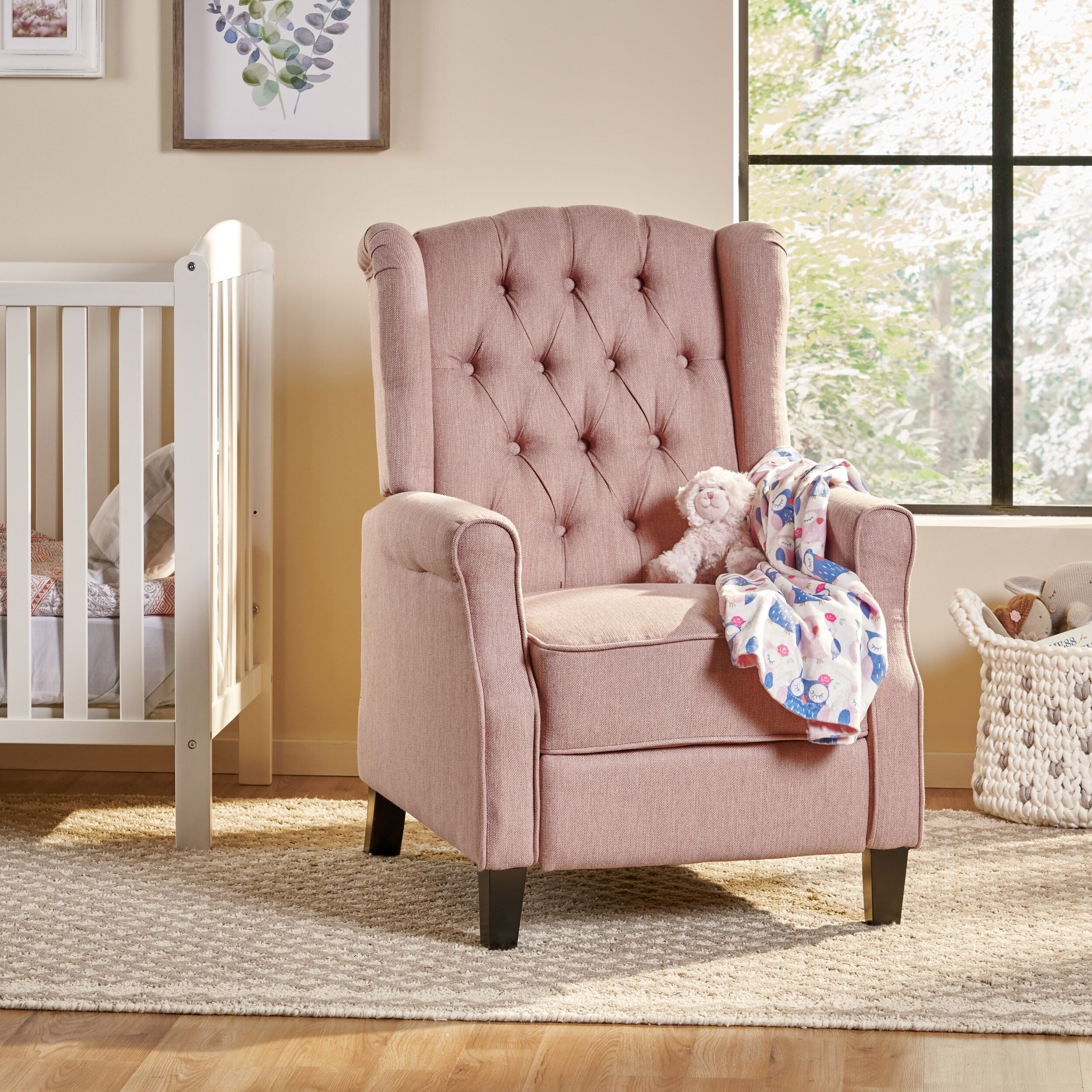 Fauteuil inclinable manuel large Roomfitters 28 pouces, élégant fauteuil inclinable pour salon, chambre, rose