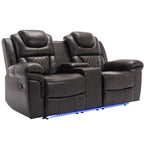Ensemble de canapés inclinables 3 pièces Roomfitters avec fauteuils inclinables manuels, rangement dans la console centrale et éclairage d'ambiance doux