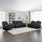 Ensemble de canapés inclinables 3 pièces Roomfitters avec fauteuils inclinables manuels, rangement dans la console centrale et éclairage d'ambiance doux