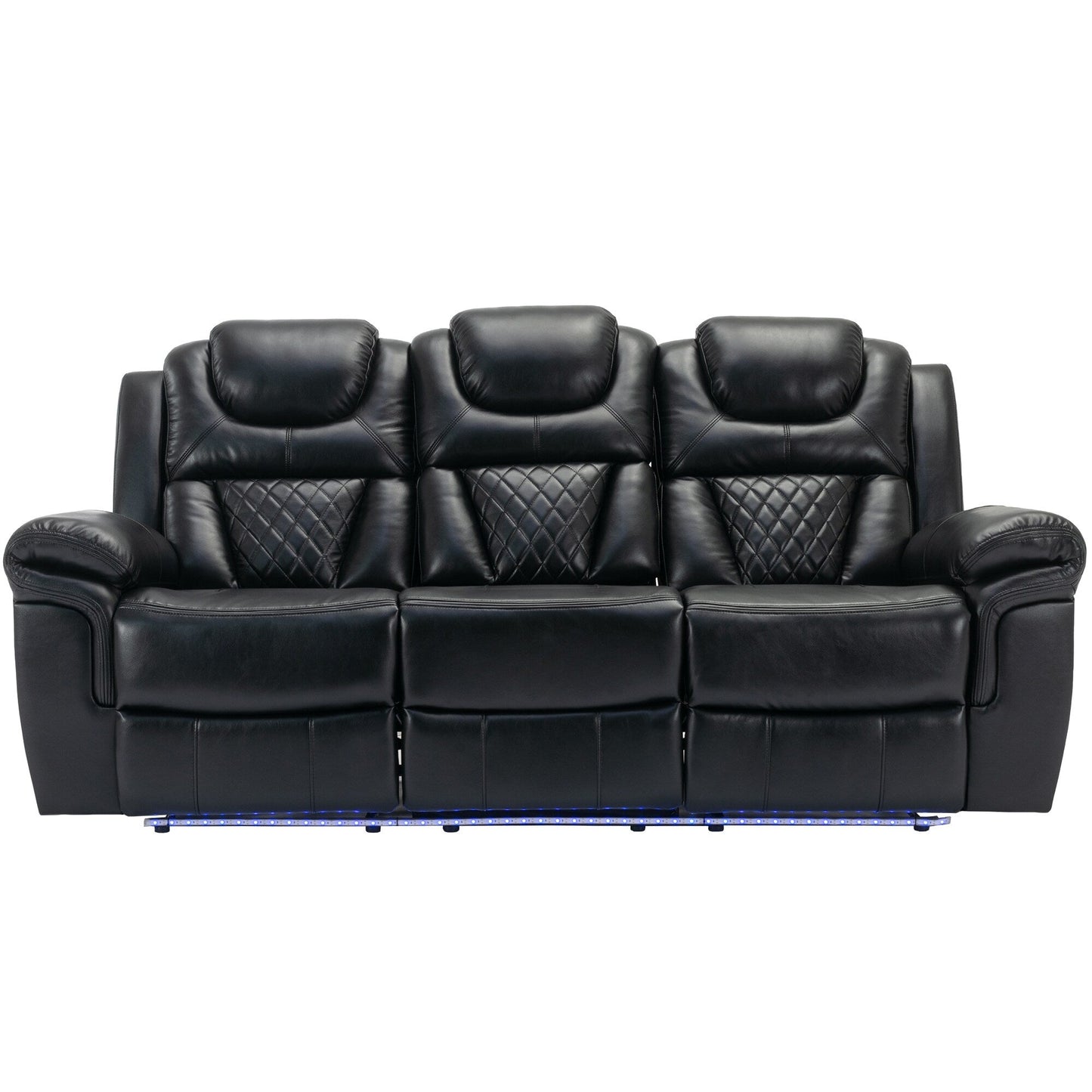 Ensemble de canapés inclinables 3 pièces Roomfitters avec fauteuils inclinables manuels, rangement dans la console centrale et éclairage d'ambiance doux