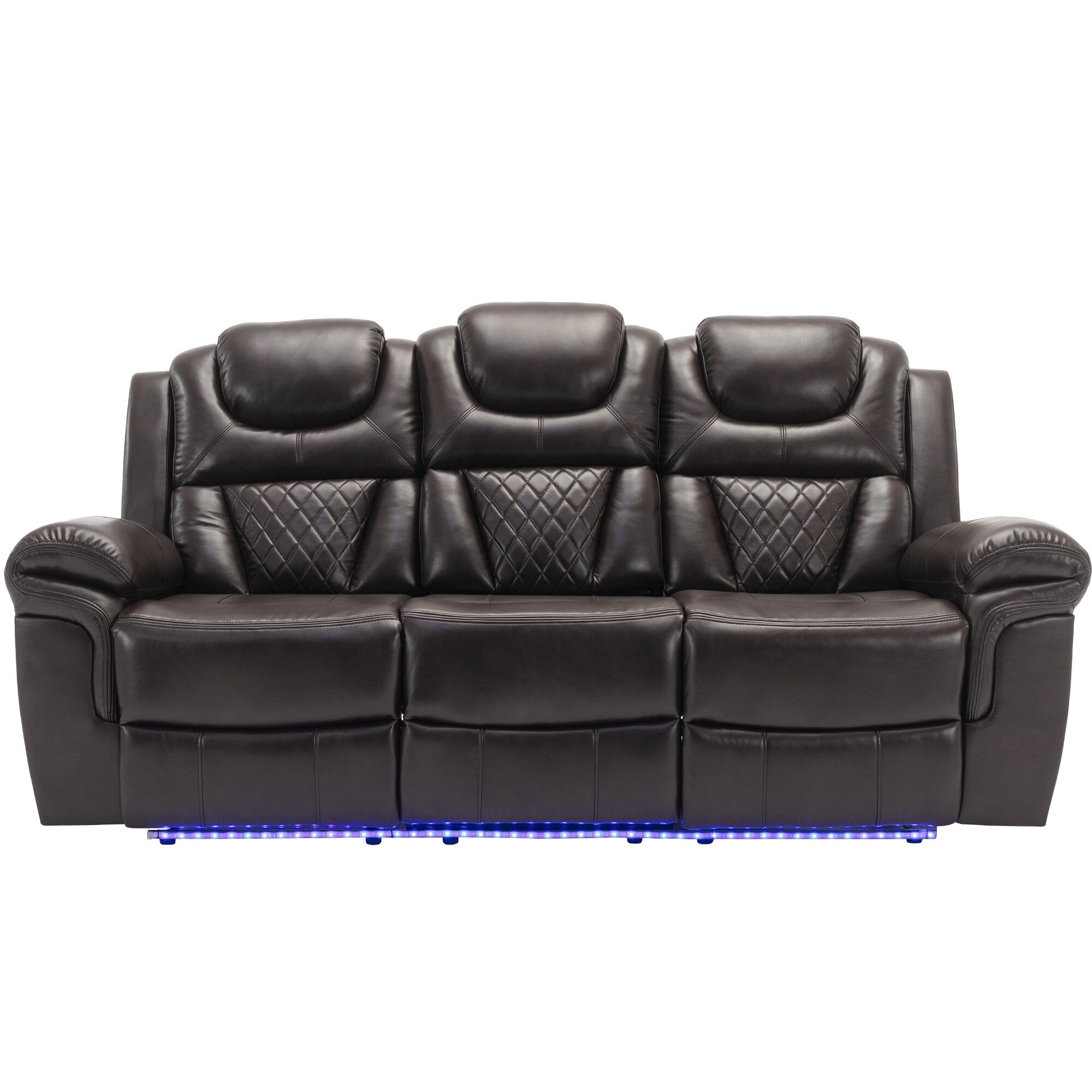 Ensemble de canapés inclinables 3 pièces Roomfitters avec fauteuils inclinables manuels, rangement dans la console centrale et éclairage d'ambiance doux