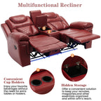 Ensemble de canapés inclinables 3 pièces Roomfitters avec fauteuils inclinables manuels, rangement dans la console centrale et éclairage d'ambiance doux