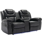 Ensemble de canapés inclinables 3 pièces Roomfitters avec fauteuils inclinables manuels, rangement dans la console centrale et éclairage d'ambiance doux