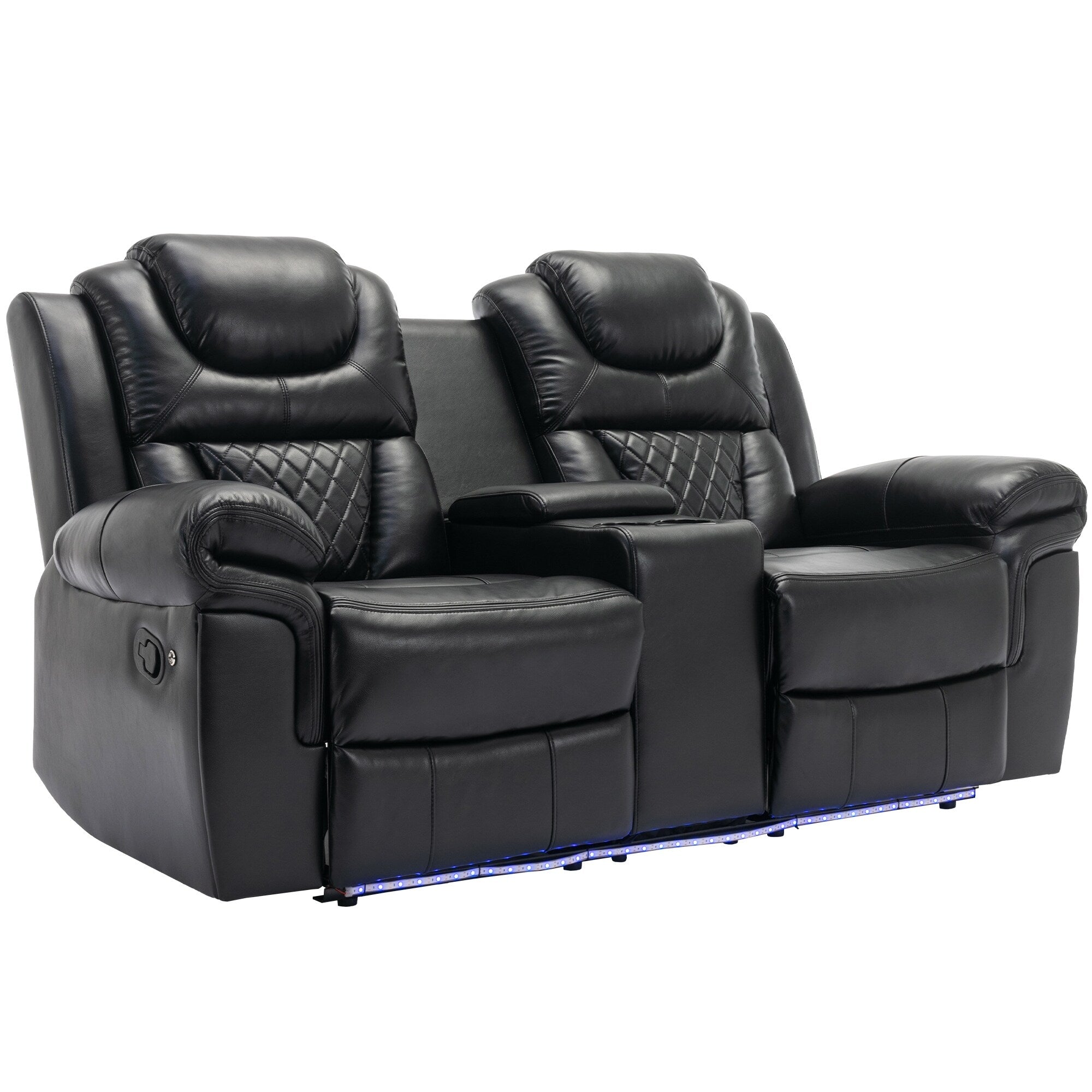 Ensemble de canapés inclinables 3 pièces Roomfitters avec fauteuils inclinables manuels, rangement dans la console centrale et éclairage d'ambiance doux