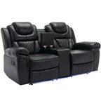 Ensemble de canapés inclinables 3 pièces Roomfitters avec fauteuils inclinables manuels, rangement dans la console centrale et éclairage d'ambiance doux