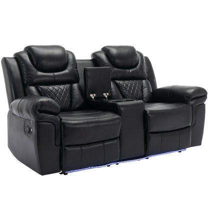 Ensemble de canapés inclinables 3 pièces Roomfitters avec fauteuils inclinables manuels, rangement dans la console centrale et éclairage d'ambiance doux