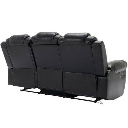 Ensemble de canapés inclinables 3 pièces Roomfitters avec fauteuils inclinables manuels, rangement dans la console centrale et éclairage d'ambiance doux