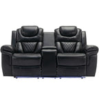 Ensemble de canapés inclinables 3 pièces Roomfitters avec fauteuils inclinables manuels, rangement dans la console centrale et éclairage d'ambiance doux