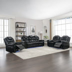 Ensemble de canapés inclinables 3 pièces Roomfitters avec fauteuils inclinables manuels, rangement dans la console centrale et éclairage d'ambiance doux