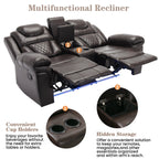 Ensemble de canapés inclinables 3 pièces Roomfitters avec fauteuils inclinables manuels, rangement dans la console centrale et éclairage d'ambiance doux