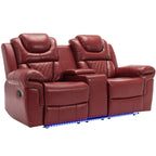 Ensemble de canapés inclinables 3 pièces Roomfitters avec fauteuils inclinables manuels, rangement dans la console centrale et éclairage d'ambiance doux