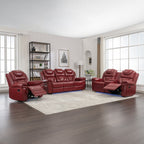 Ensemble de canapés inclinables 3 pièces Roomfitters avec fauteuils inclinables manuels, rangement dans la console centrale et éclairage d'ambiance doux
