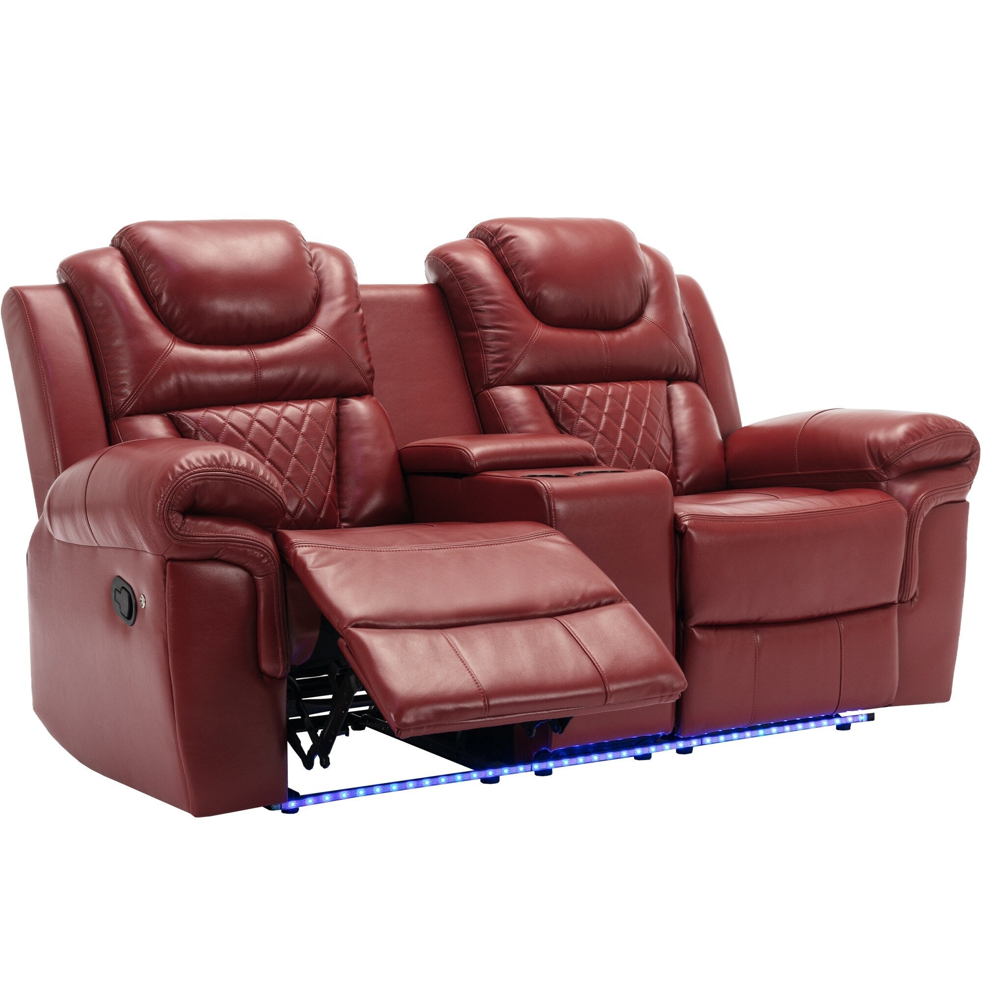 Ensemble de canapés inclinables 3 pièces Roomfitters avec fauteuils inclinables manuels, rangement dans la console centrale et éclairage d'ambiance doux