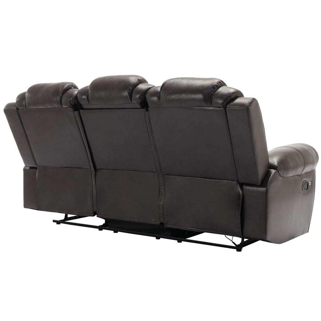Ensemble de canapés inclinables 3 pièces Roomfitters avec fauteuils inclinables manuels, rangement dans la console centrale et éclairage d'ambiance doux