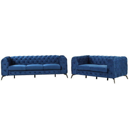 Ensemble de canapés rembourrés en velours 3 pièces Roomfitters avec pieds en métal robustes, comprenant un canapé trois places, une causeuse et une chaise simple