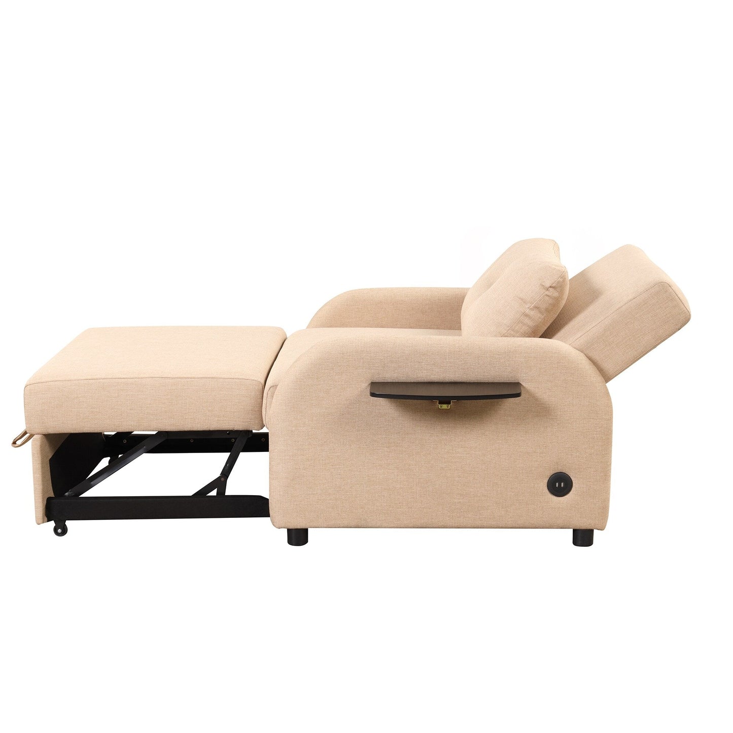 Canapé-lit gigogne 3 en 1 Roomfitters avec table à deux ailes et port de chargement USB pour salon et salle de loisirs