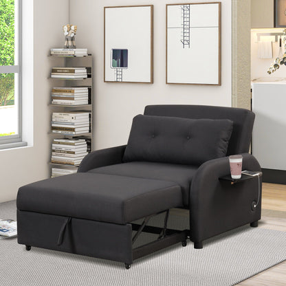 Canapé-lit gigogne 3 en 1 Roomfitters avec table à deux ailes et port de chargement USB pour salon et salle de loisirs