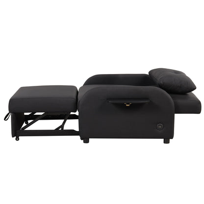 Canapé-lit gigogne 3 en 1 Roomfitters avec table à deux ailes et port de chargement USB pour salon et salle de loisirs