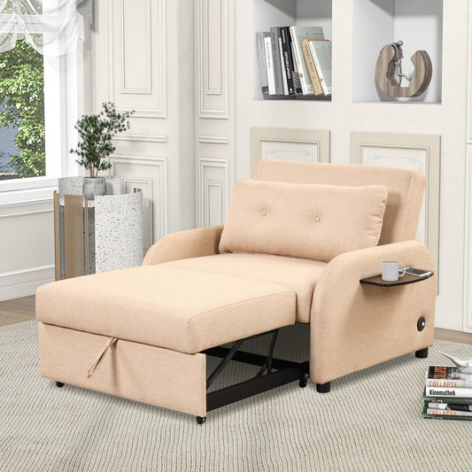 Canapé-lit gigogne 3 en 1 Roomfitters avec table à deux ailes et port de chargement USB pour salon et salle de loisirs