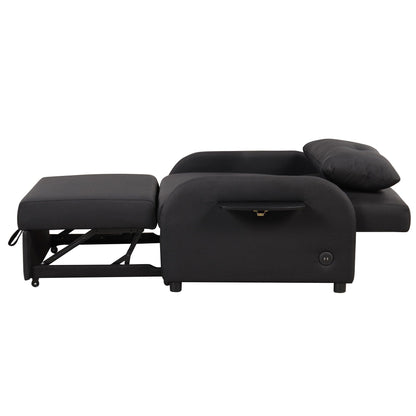 Canapé-lit gigogne 3-en-1 Roomfitters avec tables à oreilles, chargement USB et tissu adapté à la sieste pour le salon