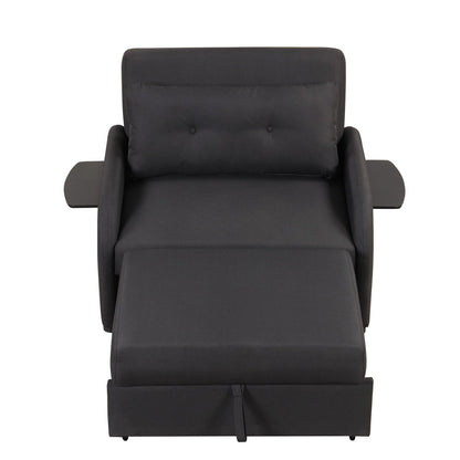 Canapé-lit gigogne 3-en-1 Roomfitters avec tables à oreilles, chargement USB et tissu adapté à la sieste pour le salon