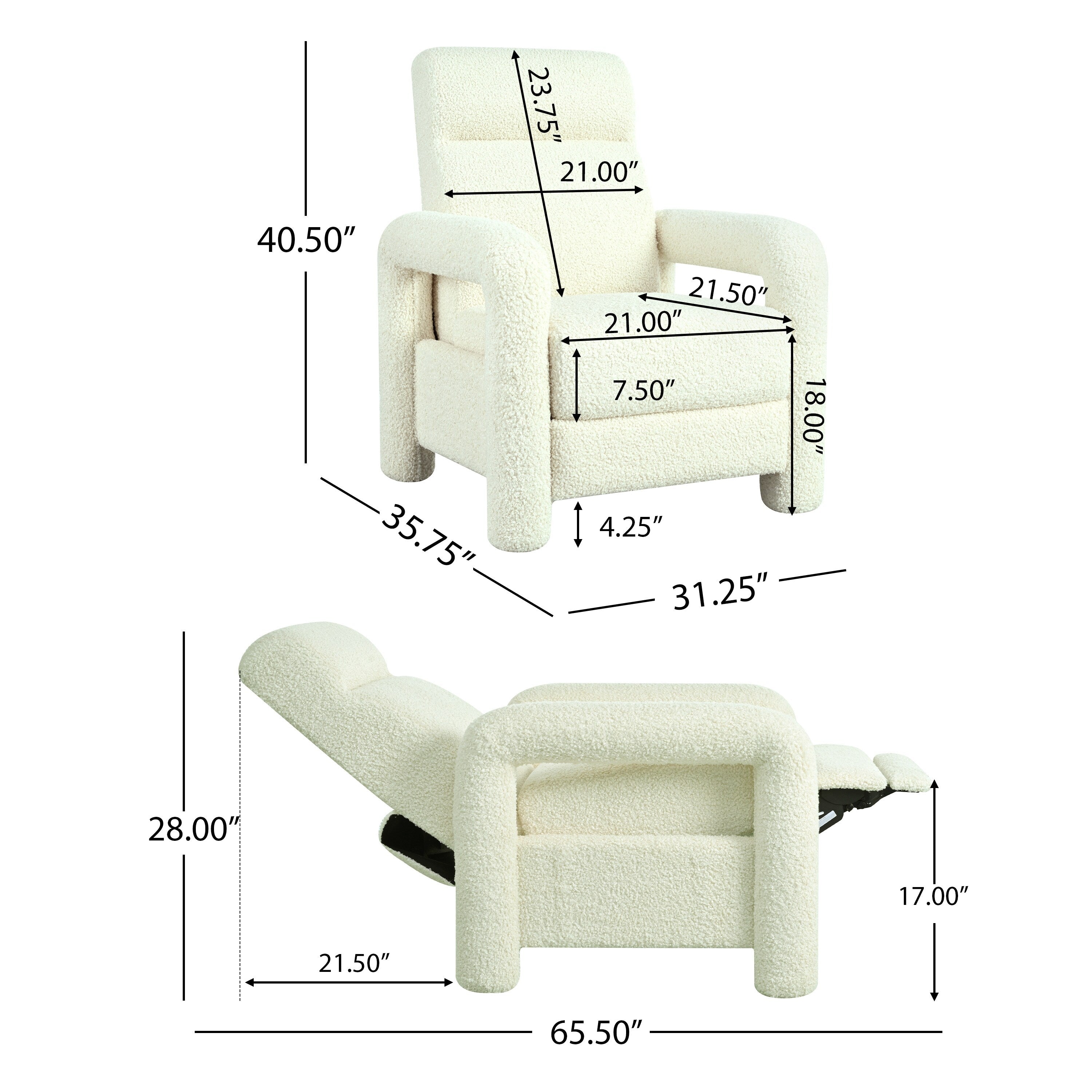 Fauteuil inclinable rembourré Roomfitters 31.25 pour salon