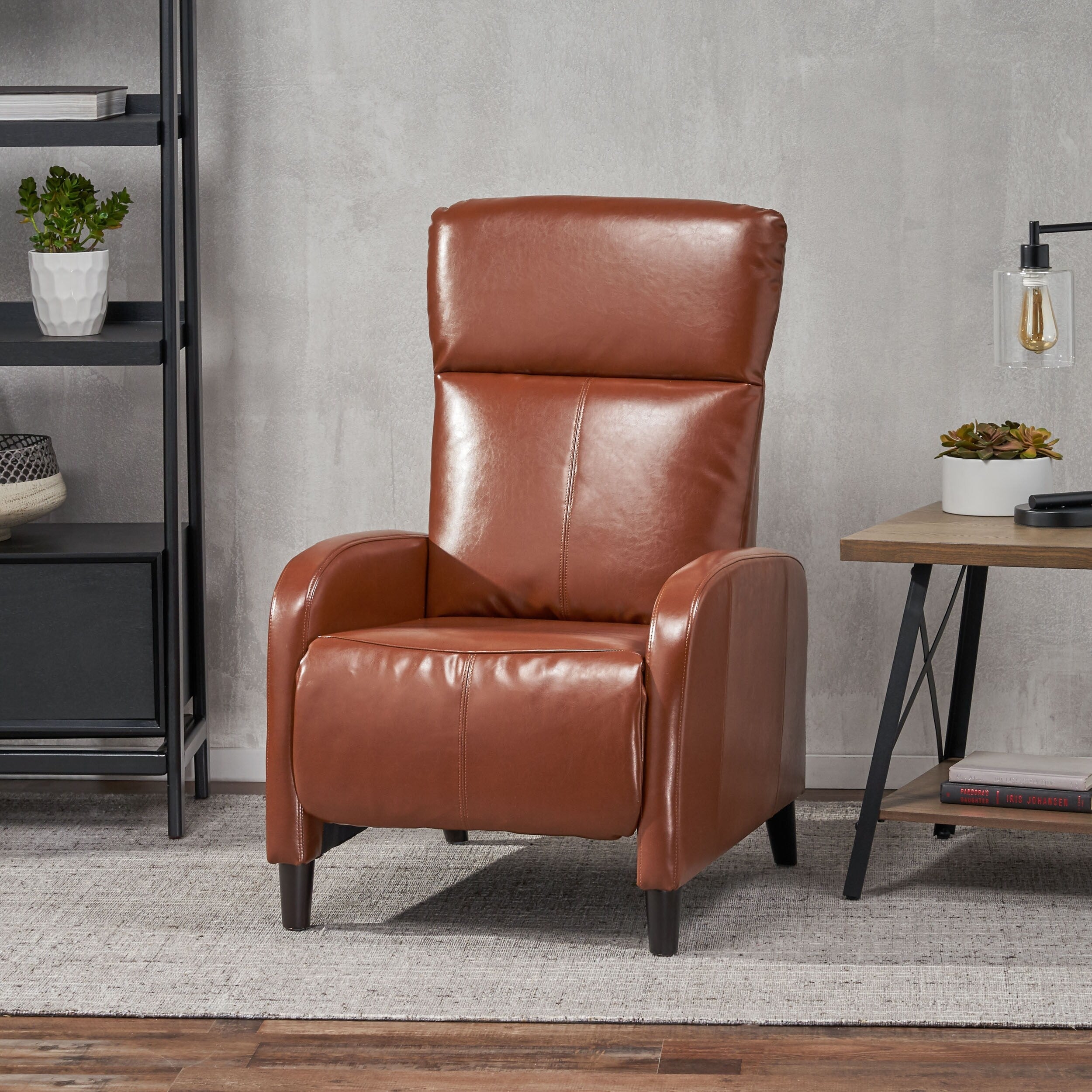 Fauteuil inclinable standard en similicuir de 33,5 po de large, marron
