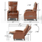 Fauteuil inclinable standard en similicuir de 33,5 po de large, marron