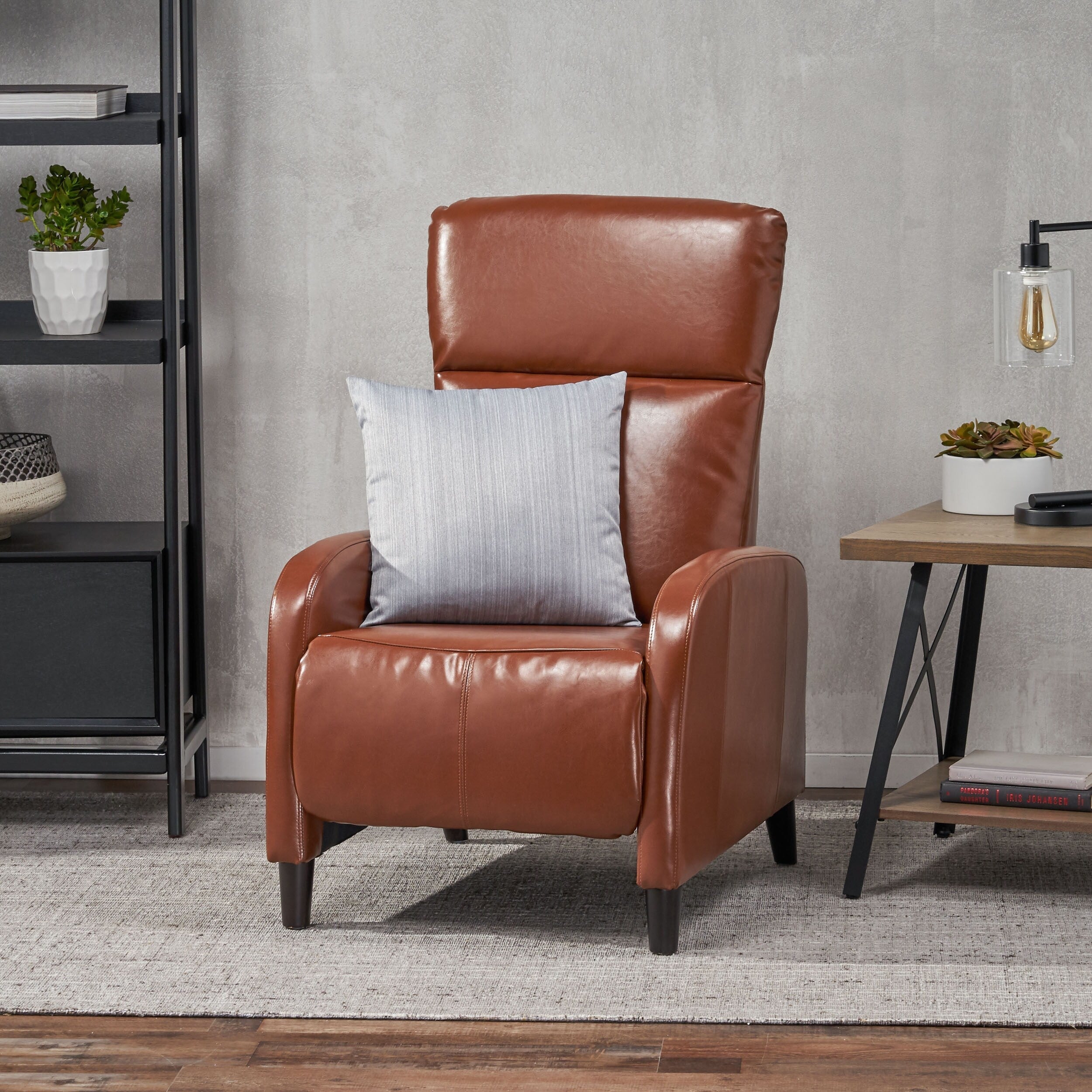 Fauteuil inclinable standard en similicuir de 33,5 po de large, marron