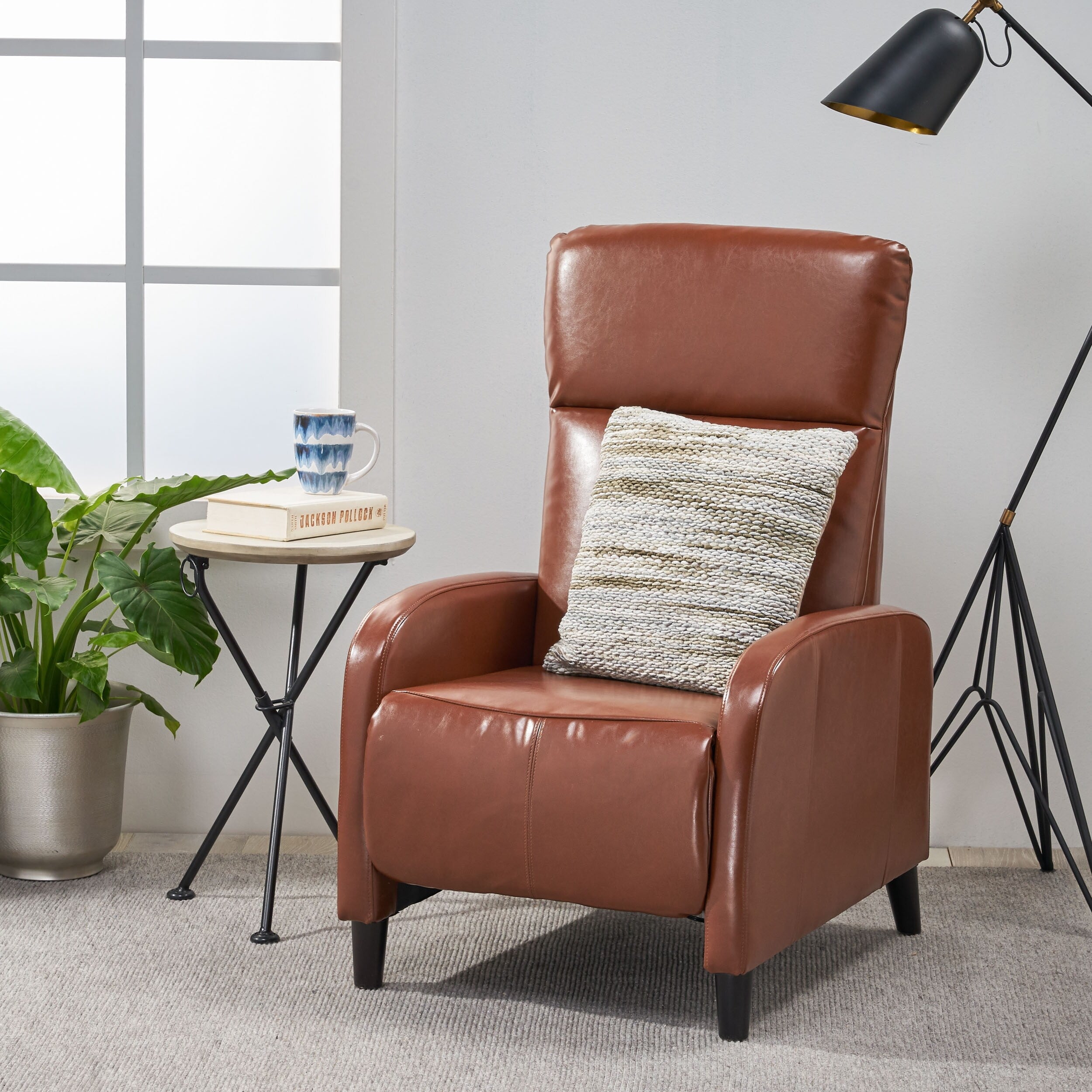 Fauteuil inclinable standard en similicuir de 33,5 po de large, marron