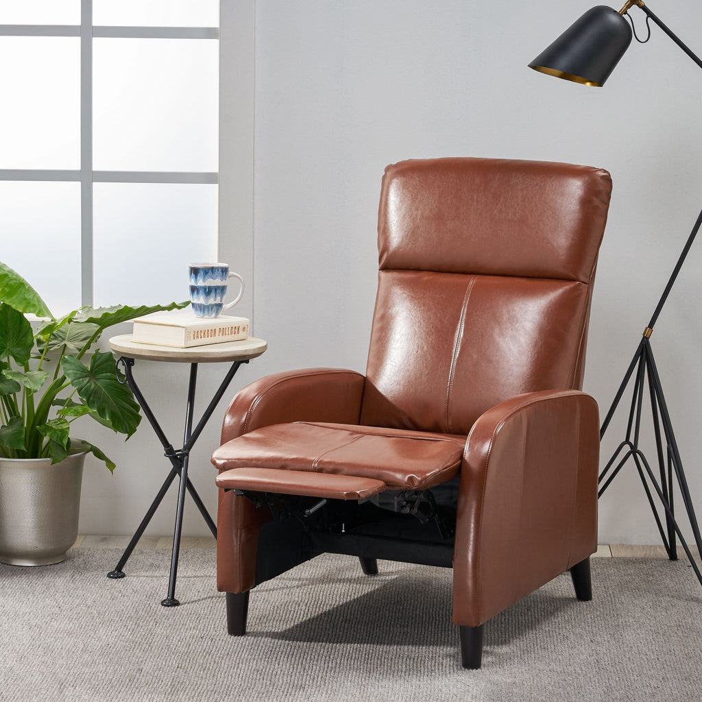 Fauteuil inclinable standard en similicuir de 33,5 po de large, marron