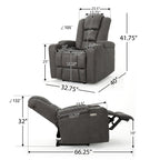 Fauteuil inclinable standard électrique Roomfitters 33 avec rangement pour accoudoirs et port USB, ardoise