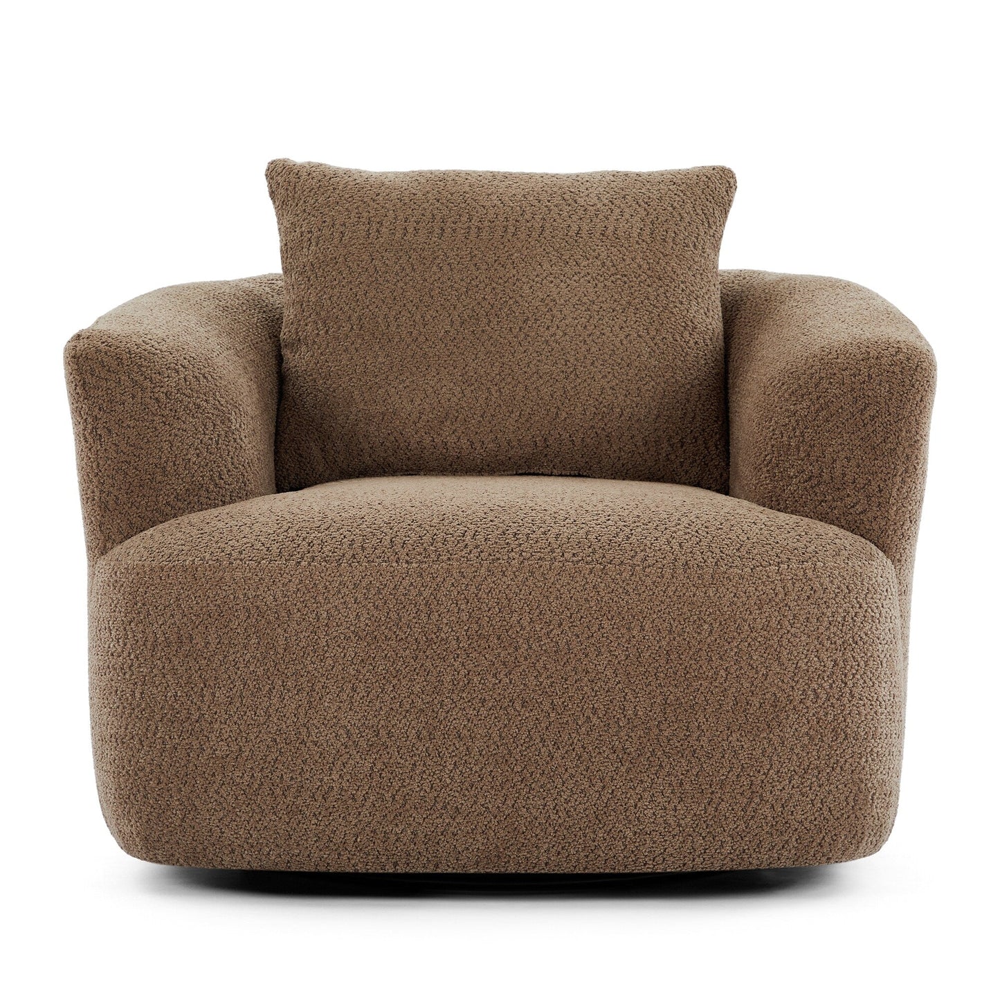 Roomfitters Fauteuil pivotant rembourré en chenille à 360° avec coussin décoratif pour salon, chambre, bureau, hôtel