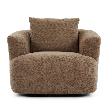 Roomfitters Fauteuil pivotant rembourré en chenille à 360° avec coussin décoratif pour salon, chambre, bureau, hôtel