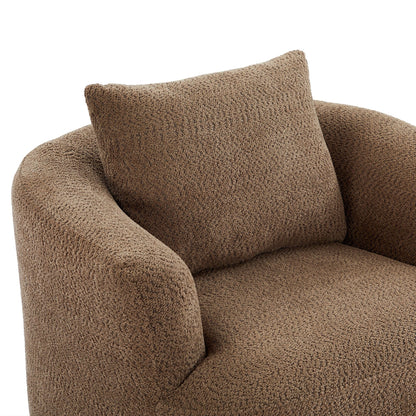 Roomfitters Fauteuil pivotant rembourré en chenille à 360° avec coussin décoratif pour salon, chambre, bureau, hôtel