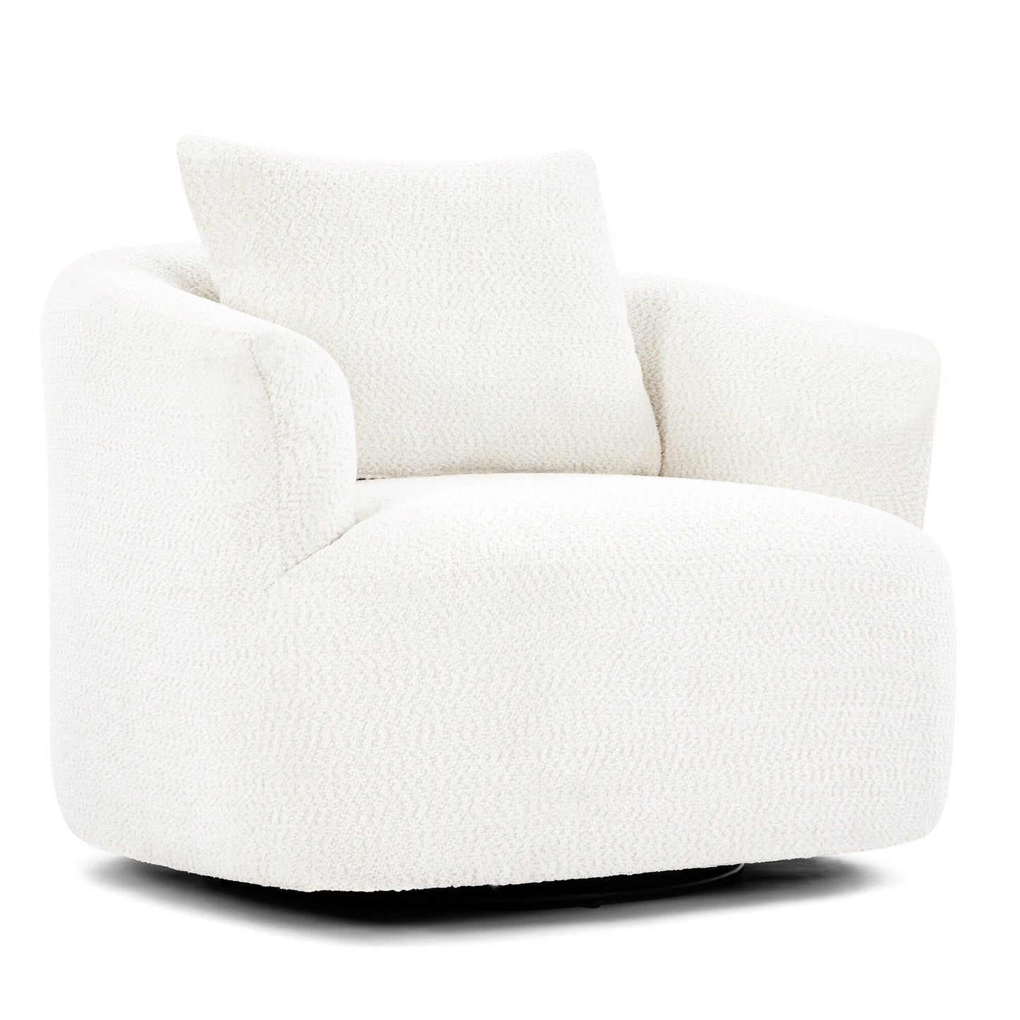 Roomfitters Fauteuil pivotant rembourré en chenille à 360° avec coussin décoratif pour salon, chambre, bureau, hôtel