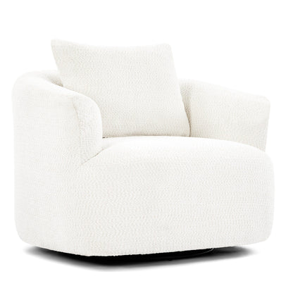 Roomfitters Fauteuil pivotant rembourré en chenille à 360° avec coussin décoratif pour salon, chambre, bureau, hôtel